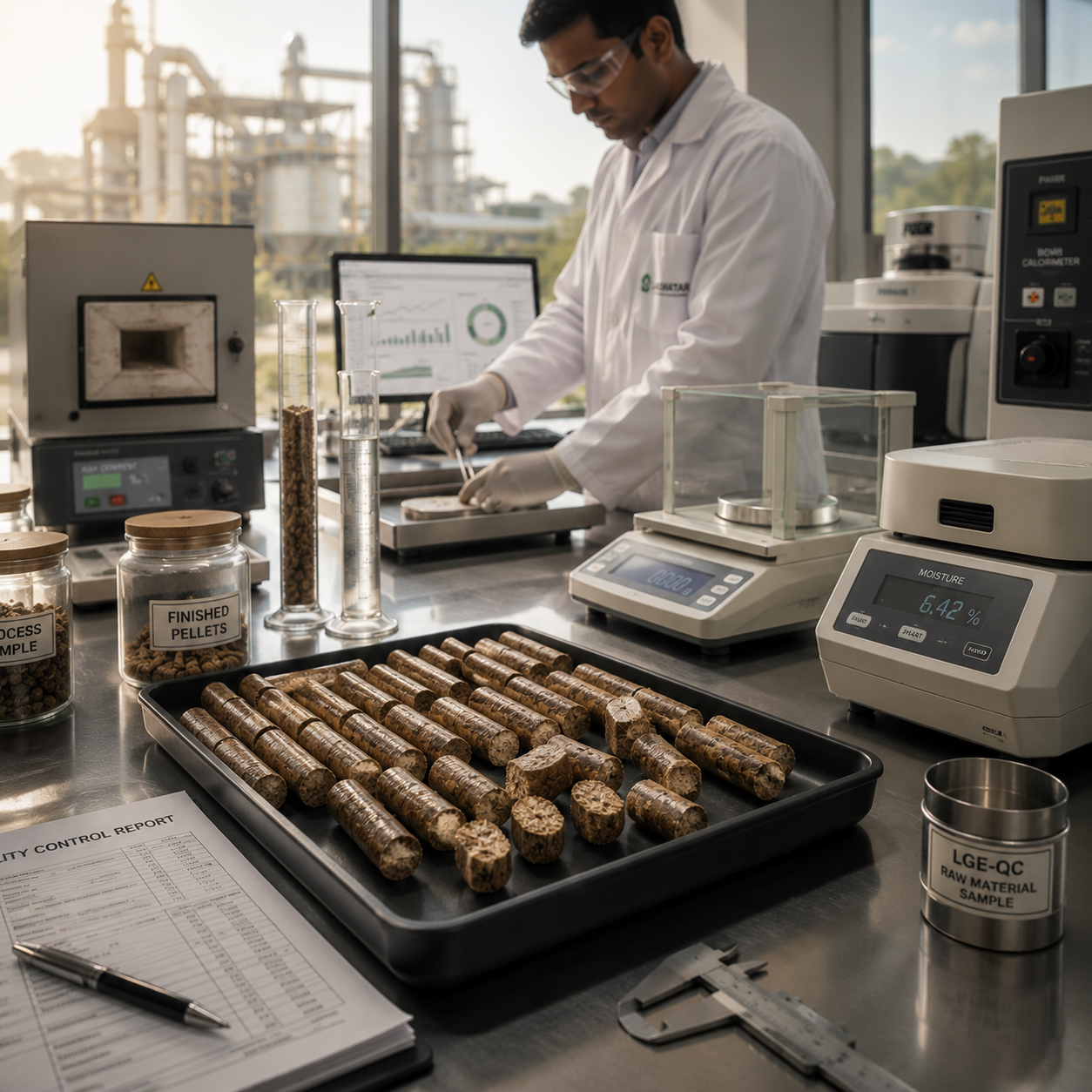 Quality control testing of biomass pellet samples